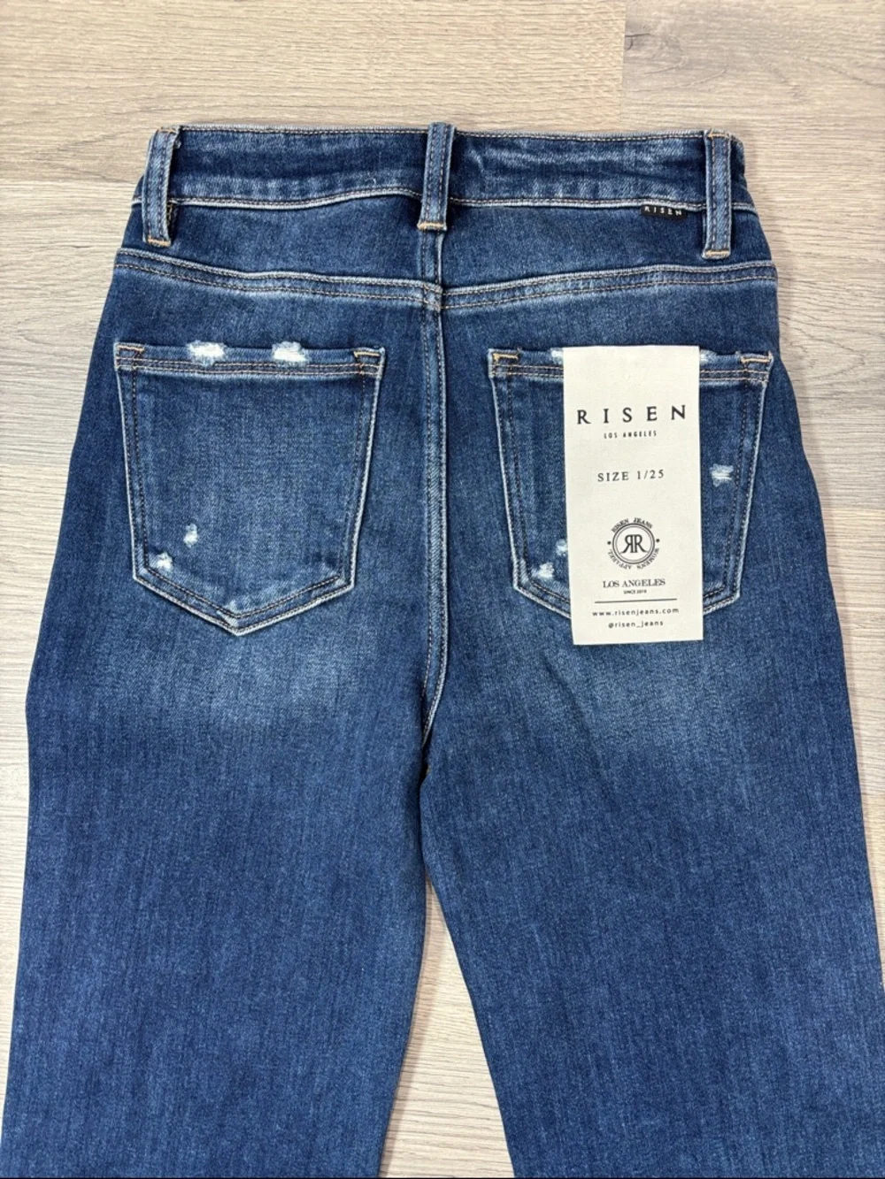 Risen Tummy Control High Rise Distressed Straight Jeans - size 1/25 NWT - Picture 6 of 9